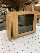 Aveos Cube av hi fi cabinet in natural oak finish with front glass door. Cabinet for music equipment- Audinni