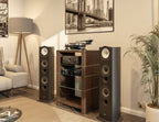 wood and glass bespoke handcrafted hi fi stand. record player stand. av furniture. bespoke furniture essex