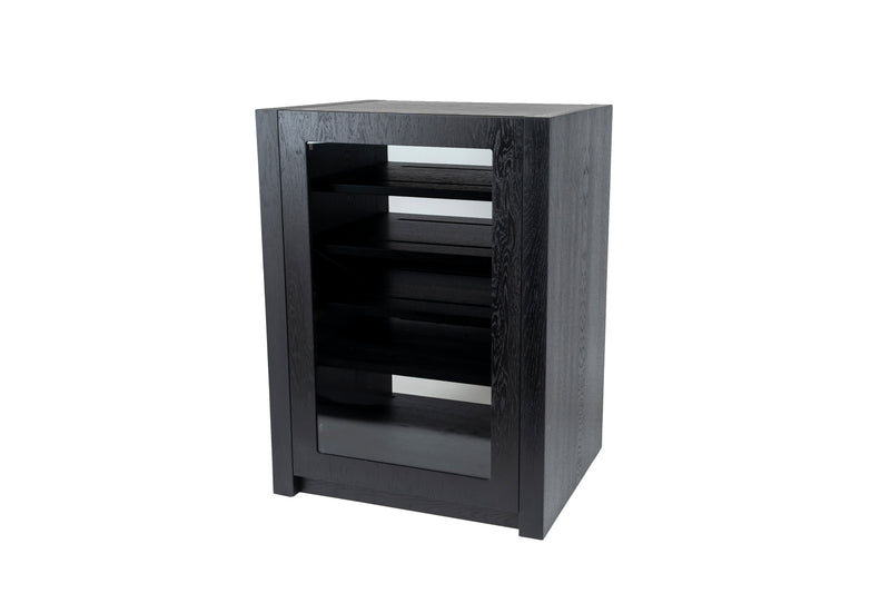 Aveos Alto AV Furniture Cabinet and Hi Fi Unit with dark walnut wood and glass door