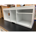 Gravity Trio Large AV Cabinet in white wood rear view  - Audinni
