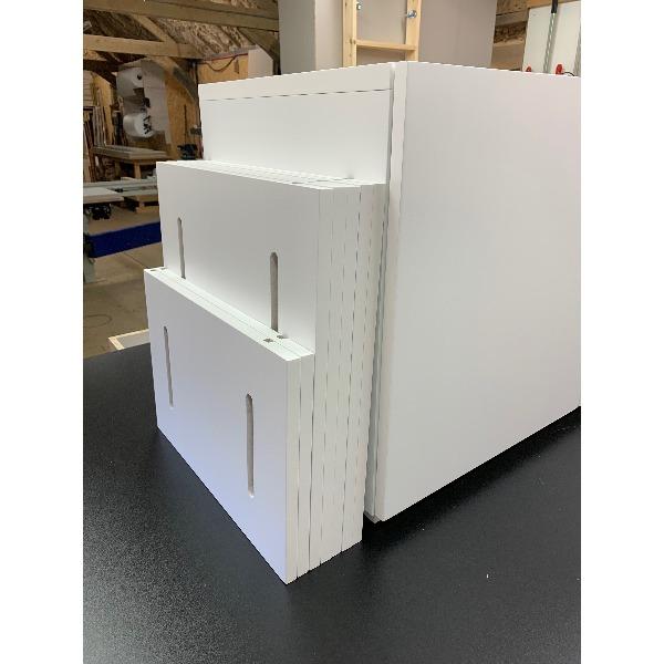Gravity Trio Large AV Cabinet in white wood with shelves  - Audinni