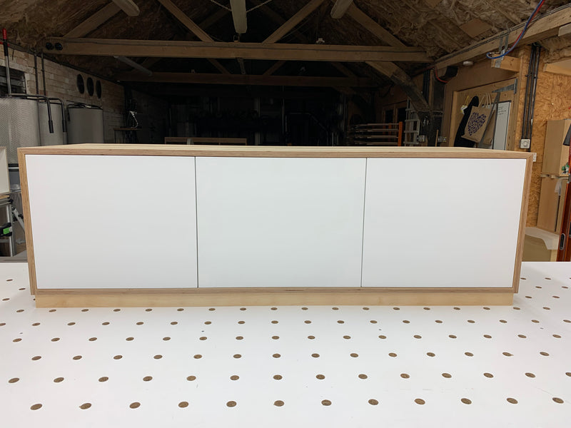 Edge Trio Large AV Cabinet with white 3 cabinet doors