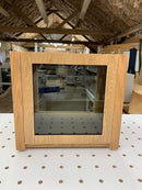 Aveos Cube front wooden AV Cabinet view with glass door - Audinni