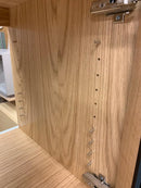 Aveos Cube wooden av cabinet Inside view with metal hinges Audinni