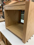 Aveos Cube wood av hi fi cabinet with glass door rear view in natural oak - Audinni