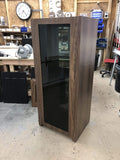 bespoke glass cabinetry for recording studio. glass cabinetry for audio stereo