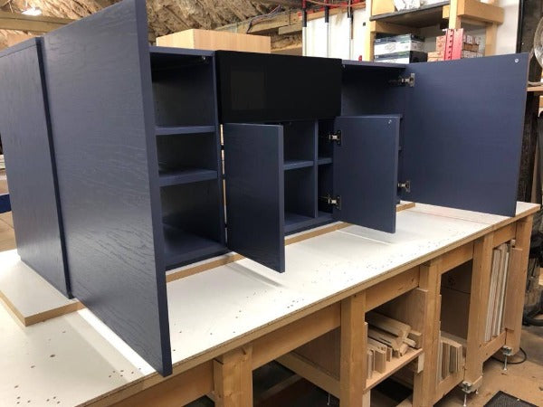 Gravity Quatrro Large AV Cabinet with 4 open doors in dark grey - Audinni